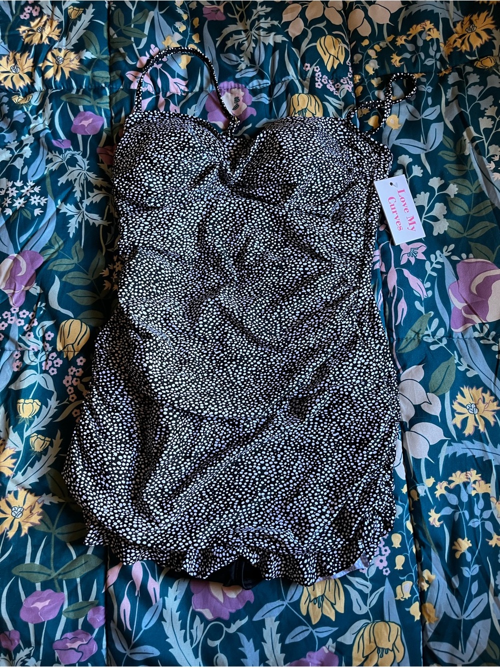 Love My Curves Black & White Dot Sweetheart Swimdress Size 10 New with Tags